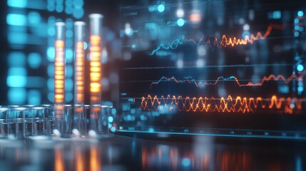 Close-up visualization of DNA synthesis and analysis in a high-resolution biotechnology lab setting, [biotechnology lab], [DNA visualization].