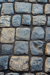A close-up of cobbled stone pavement, showcasing the rustic, ancient charm often seen in historical, outdoor settings.