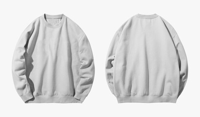 Blank gray sweatshirt mockup, front and back view.
