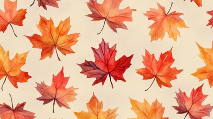 Watercolor collection of autumn maple leaves and red,yellow,Hand drawn nature design elements isolated on white background,Hand paint,Perfect for creating cards, design,copy space.