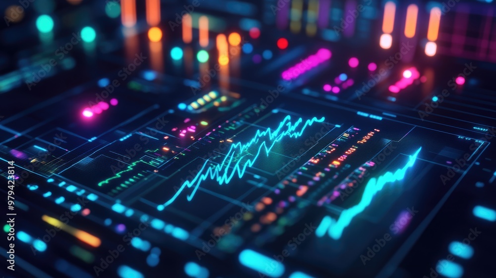 Poster close-up of a signal processing interface displaying electrical waveforms with various frequencies