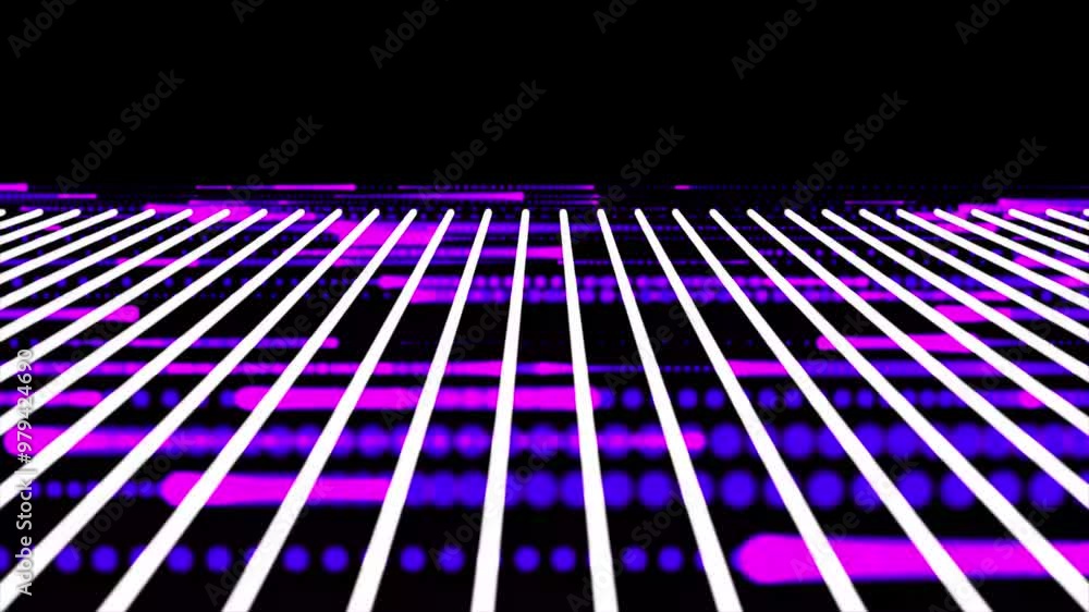 Poster bright neon grid lines background. abstract flat vector background color neon 3d
