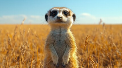 A baby kangaroo is standing in a field of tall grass