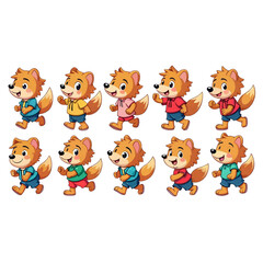 Fototapeta premium set of cartoon dog collection ,isolated on white background , transparent png image