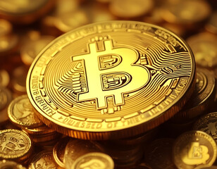Golden btc cryptocurrency Physical bit coin. Generative AI