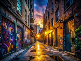 Fototapeta premium Urban Graffiti Dead End Street Art Moody Backlit