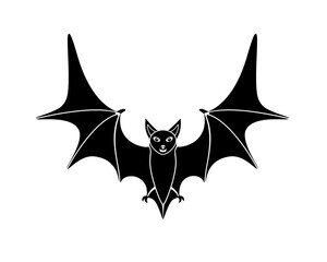 Stylized Bat - vector silhouette - element for logo or pictogram. Bat is a black silhouette for a corporate identity or icon.	