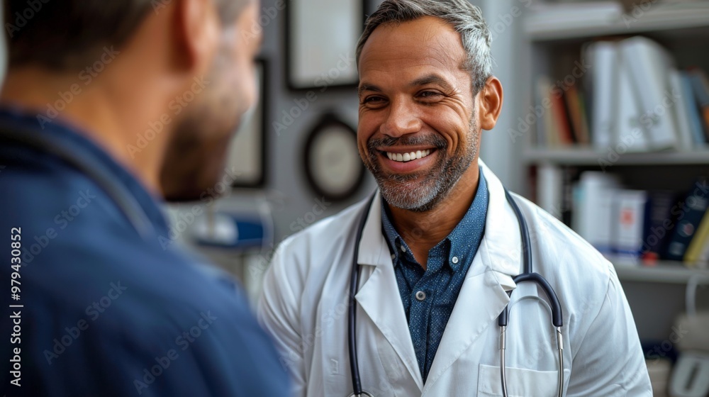 Sticker Illustrate a physician conducting a physical examination, performing necessary tests