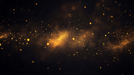 Obraz premium A dark, textured background with glowing golden particles floating through the air, creating a dreamy, ethereal look.