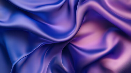 Fototapeta premium A flowing abstract background of soft, smooth silk in vibrant shades of royal blue and lavender, with delicate folds creating dynamic waves of color and texture.