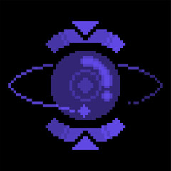 Concept art of Orbit Sphere In Dark Purple Tone in Pixel Art Illustration