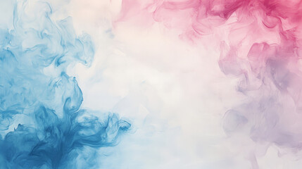 Fototapeta premium A pastel fluid frame in soft pinks and blues surrounds a clean white center, with smooth, flowing shapes and subtle transitions creating a serene abstract composition.