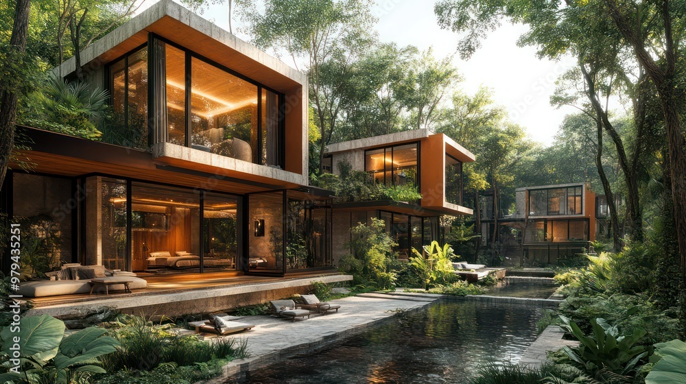 Poster a house with a pool and a large garden