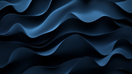 Obraz premium A rich, deep gradient background from navy blue to jet black, with flowing abstract waves creating smooth, dynamic movement across the design.