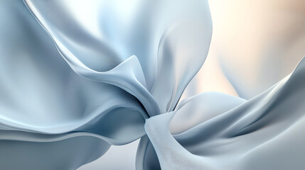 A smooth 3D splash in gradients of soft gray and pale blue, with elegant, flowing shapes expanding outward, creating a serene and modern abstract background.