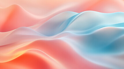 Naklejka premium A smooth gradient background blending from light blue to pastel coral, with dynamic abstract waves creating a gentle, calming flow.