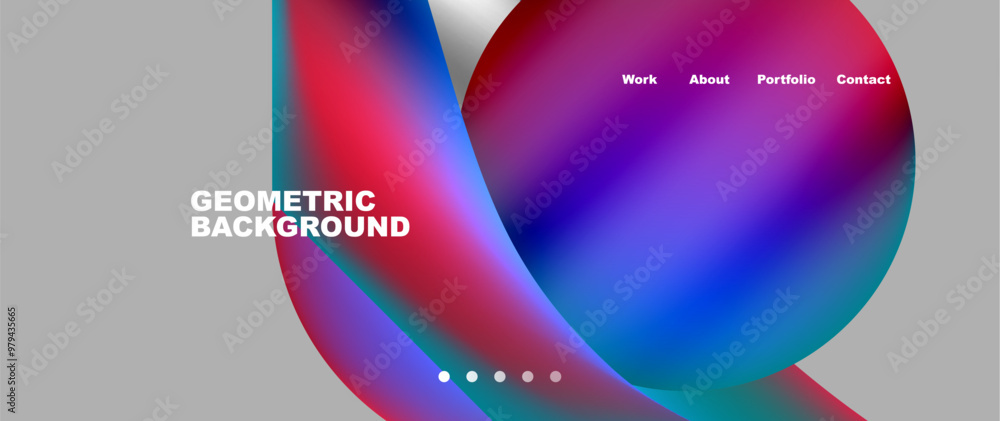 Poster Bright multicolored geometric abstract shapes. Minimal trendy simplicity concept. Modern overlapping forms