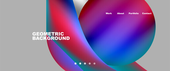 Bright multicolored geometric abstract shapes. Minimal trendy simplicity concept. Modern overlapping forms