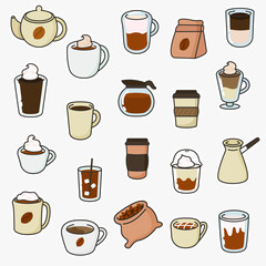 Coffee break in outline doodle style