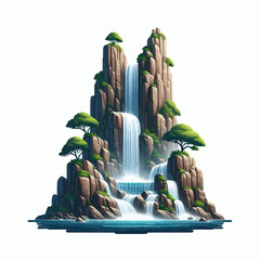 Vector of roaring waterfall in the forest