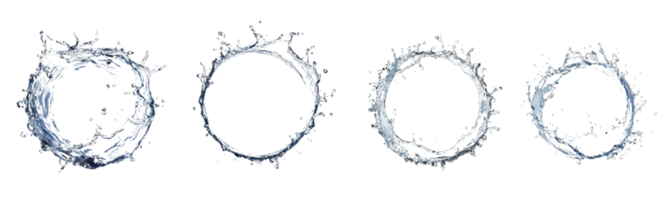 Dynamic water splash rings captured against a transparent background showcasing the beauty of fluid motion
