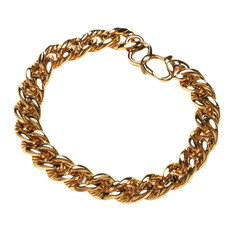 Obraz premium Elegant gold chain bracelet displayed on a transparent background showcasing its intricate design and clasp
