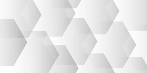 Fototapeta premium Abstract hexagon white background with shadow .white and gray background Futuristic blue neon honeycombs. Modern technology design. Vector illustration.