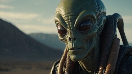 Alien descends from the stars with a high-tech saucer, creating a striking visual display