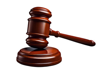 3d wooden gavel isolated on transparent background