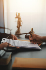Law theme, gavel or mallet of the judge, lawyer enforcement officers, evidence-based cases taken...