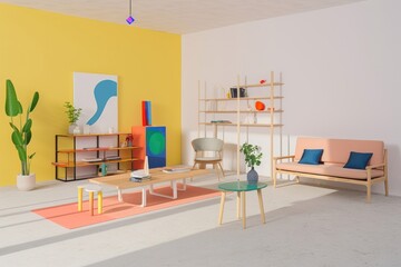 Living room architecture furniture building.