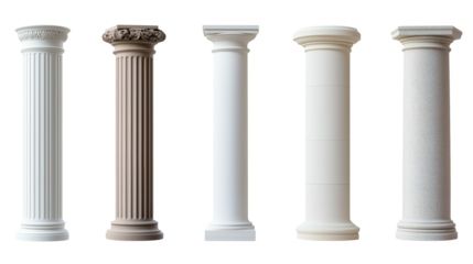 architectural greek columns on transparent background