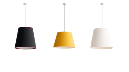 white, yellow and black  lighting chandeliers on transparent background