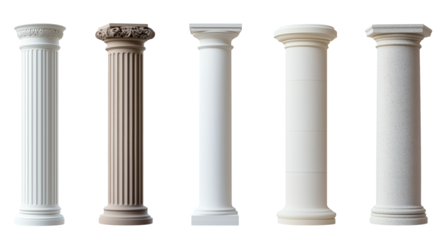 architectural greek columns on transparent background