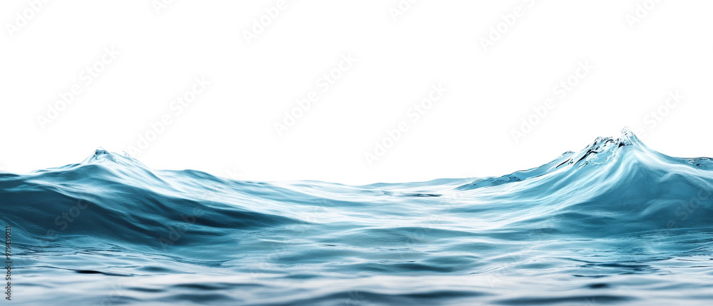 Poster calm ocean waves with a transparent background creating a serene coastal atmosphere during a sunny d