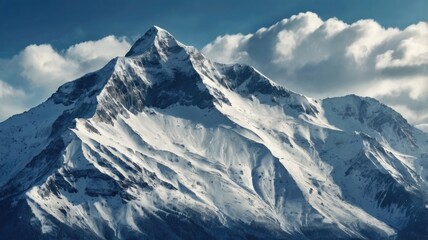 Obraz premium Majestic White Snowy Mountain Landscape with Blue Sky.