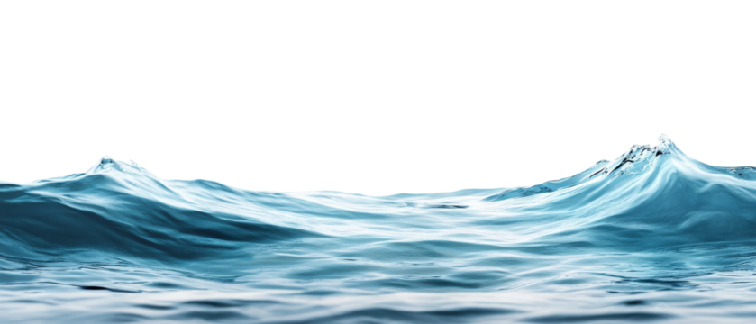 Calm ocean waves with a transparent background creating a serene coastal atmosphere during a sunny day