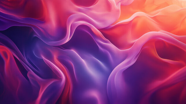 A vibrant fluid gradient of red and purple forms a flowing frame, with soft, undulating shapes swirling around the edges and creating a dynamic, energetic composition.