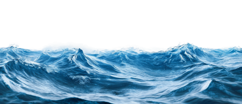 Waves crashing gently against each other under bright sunlight, creating a beautiful coastal seascape on a clear day