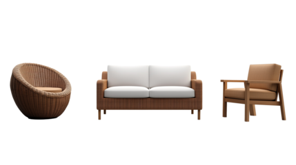 luxury outdoor furniture on transparent background