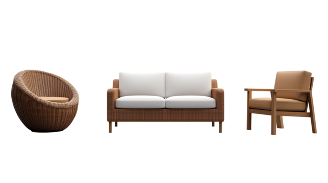 luxury outdoor furniture on transparent background