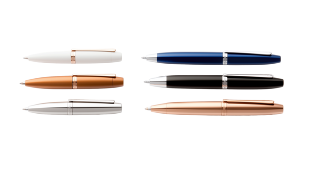 luxury pens on transparent background