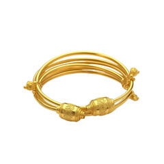 Gold bangles with floral designs