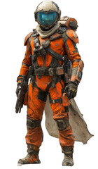 Fototapeta premium Space Mission Commander in High-Tech Suit On transparent Background