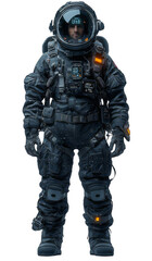 Fototapeta premium Sci-Fi Space Explorer Wearing Advanced Helmet On transparent Background