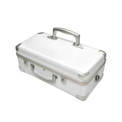 White Suitcase with Silver Accents