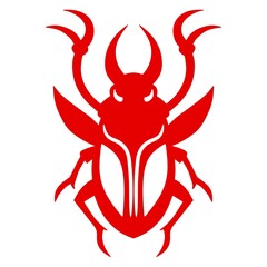 Red horned beetle logo on isolate