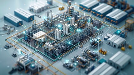 20240916212313list 86 A vector depiction of a smart factory floor with interconnected devices
