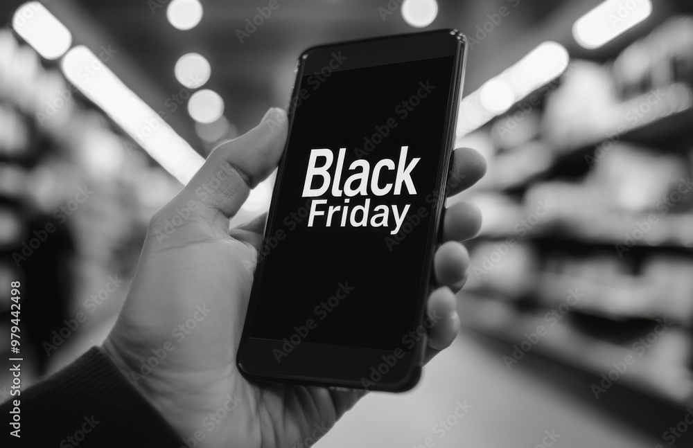 Poster a hand holding a mobile phone with the text 