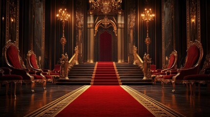 Fototapeta premium Grand Hallway with Red Carpet